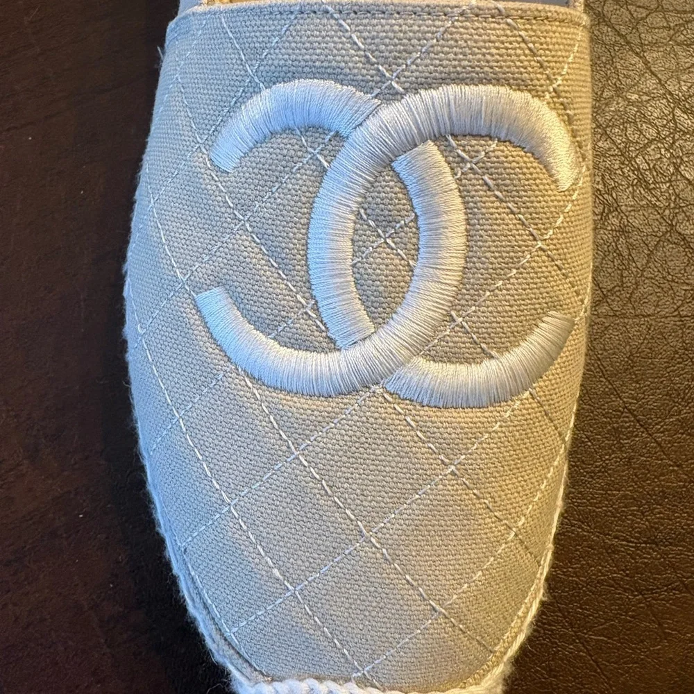 CHANEL Quilted Beige Espadrilles